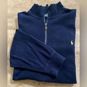 Polo Ralph Lauren Men’s Sz 3XLT Navy‎ Mesh Knit Cotton Quarter Zip Sweater